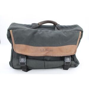 Vintage L. L. Bean Nylon/Leather Trim Laptop Messenger Briefcase Bag